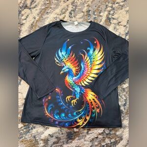 Colorful Phoenix Graphic Long Sleeve Tee